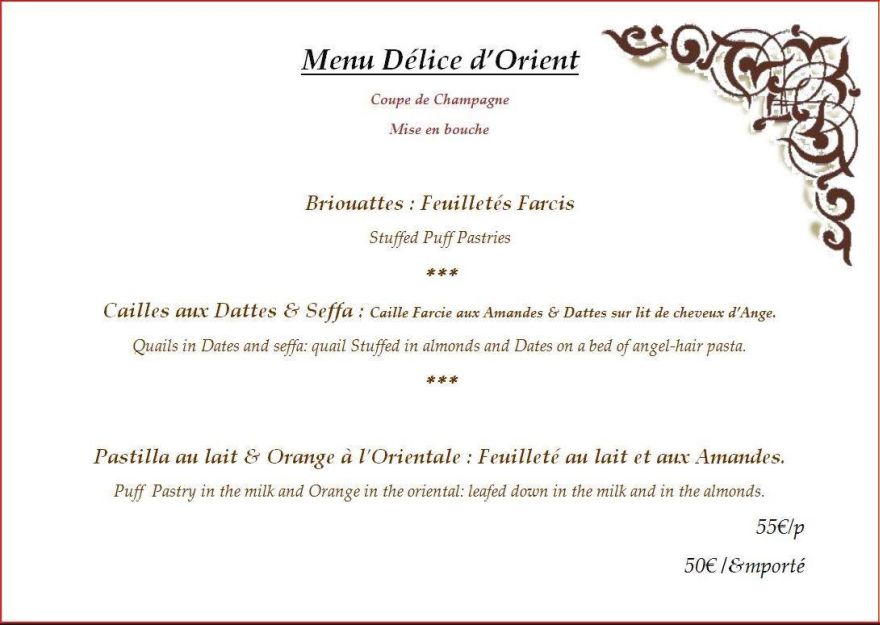 Menu Prestige et Tradition